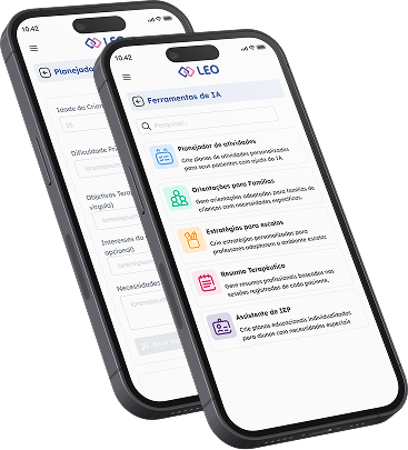 Imagem ilustrativa do LEO App no dispositivo mobile