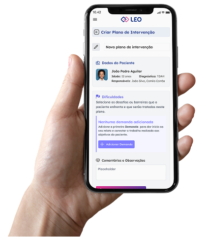 Holding Iphone with the LEO App open
